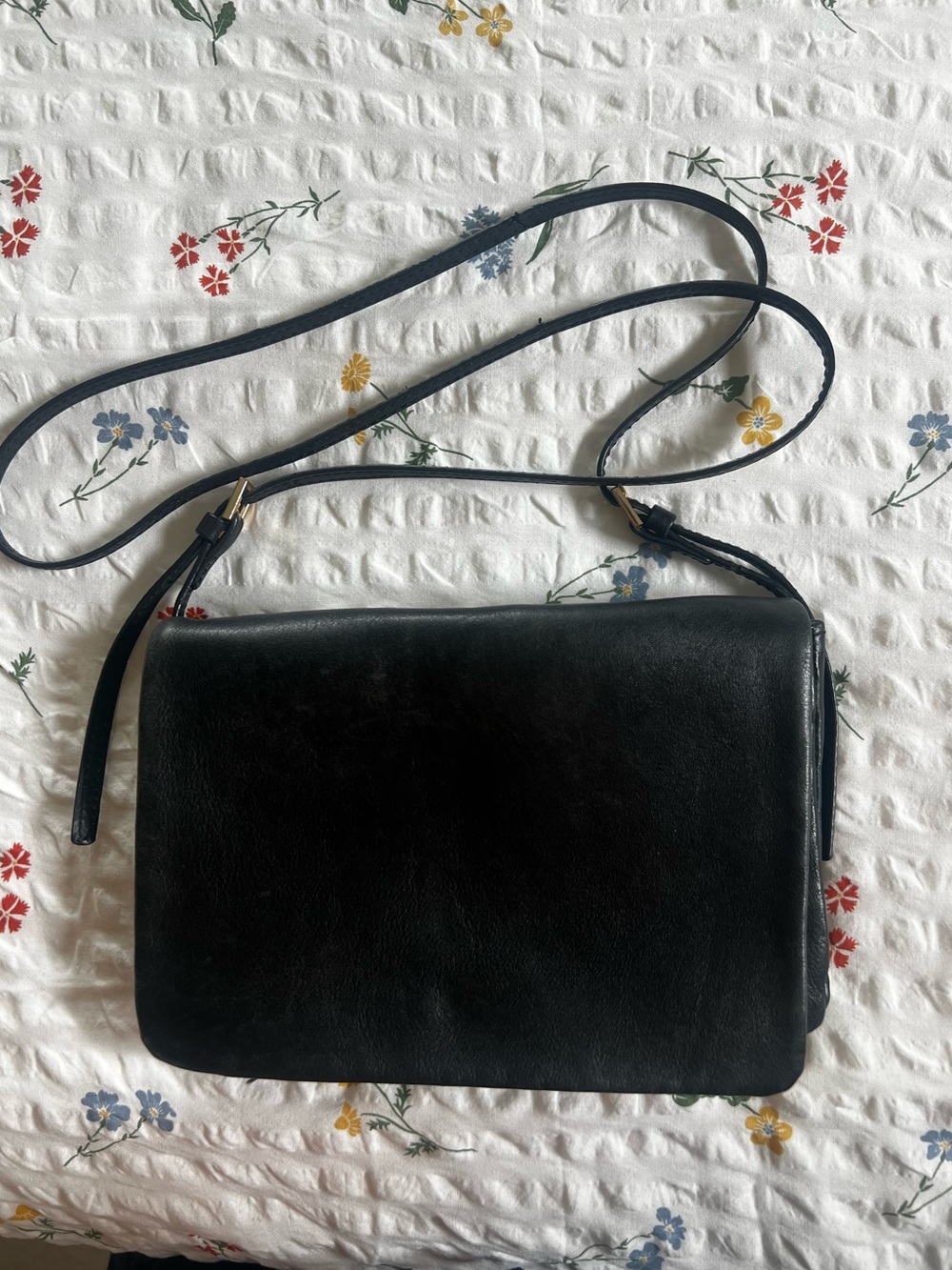 Mango Black Leather Crossbody Bag